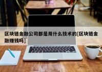 区块链金融公司都是用什么技术的[区块链金融赚钱吗]